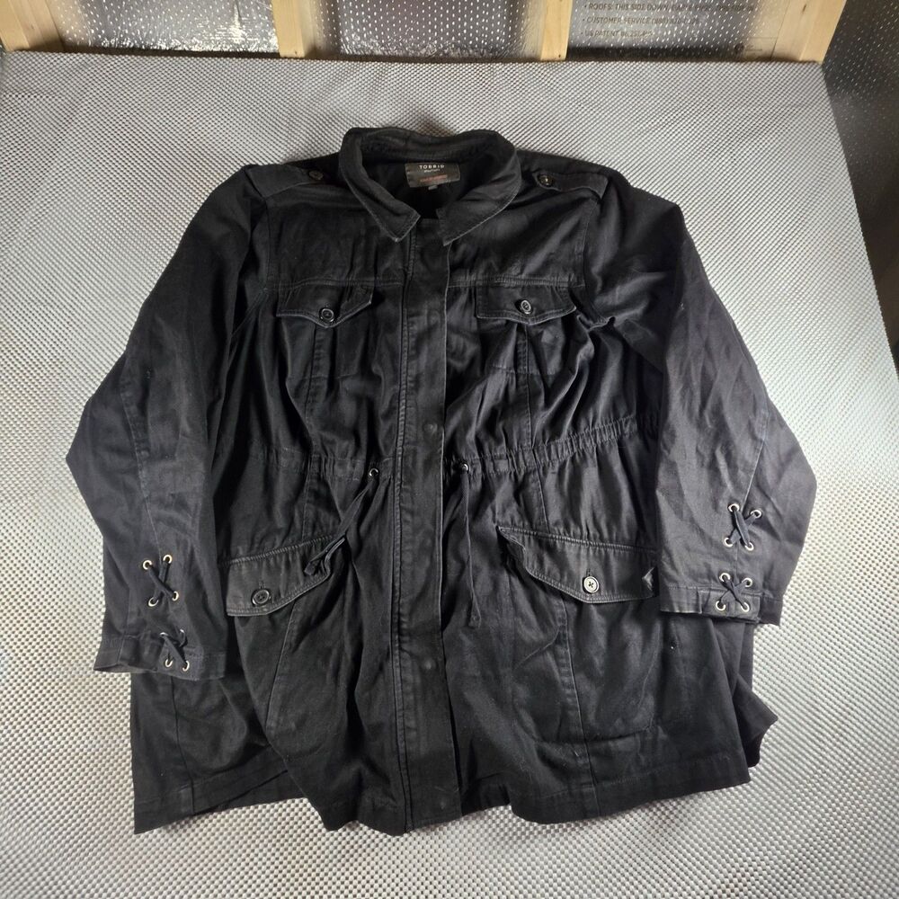 Torrid Women’s Size 4 Black Utility Jacket Lace Up Back Military Plus Size